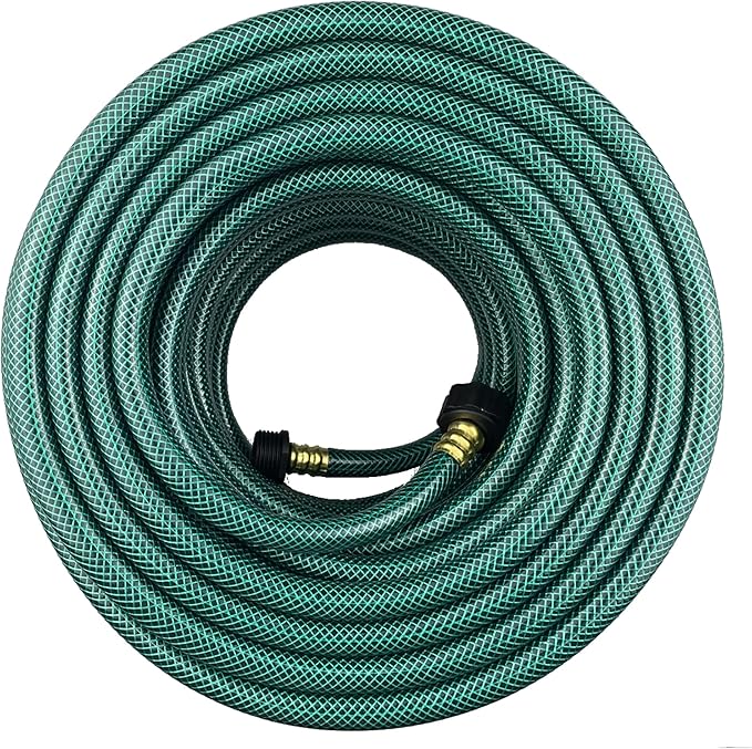 PVC Garden Hose 1/2 Inch, Flexible Water Hose with Male and Female Fittings, No Leaking, Heavy Duty, for Household, Outdoors, Lawns, Patio (100 FT, Green, Plastic Fittings)