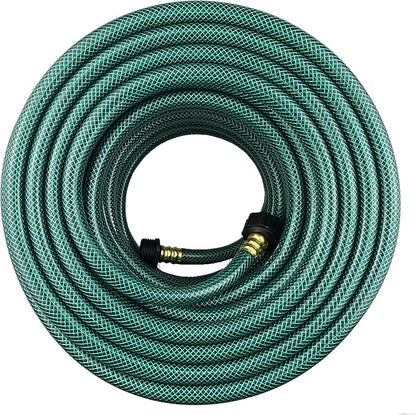 PVC Garden Hose 1/2 Inch, Flexible Water Hose with Male and Female Fittings, No Leaking, Heavy Duty, for Household, Outdoors, Lawns, Patio (100 FT, Green, Plastic Fittings)