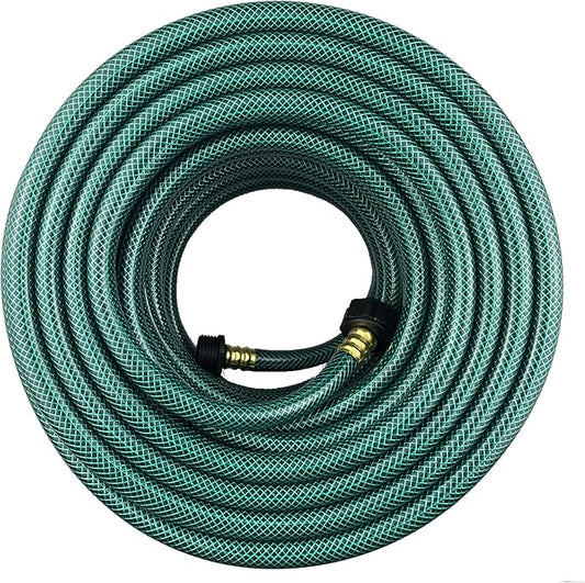 PVC Garden Hose 1/2 Inch, Flexible Water Hose with Male and Female Fittings, No Leaking, Heavy Duty, for Household, Outdoors, Lawns, Patio (100 FT, Green, Plastic Fittings)