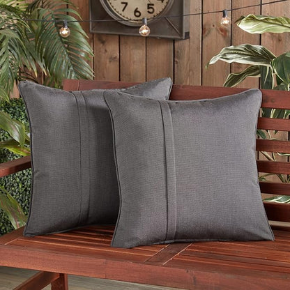 Greendale Home Fashions Sunbrella 20" Square Outdoor Throw Pillow with Removable Cover (Set of 2), Canvas Coal 2 Count