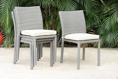 Amazonia Jefferson 13-Piece Patio Extendable Dining Table Set | Light Grey Wicker Chairs | Ideal for Outdoors and Indoors