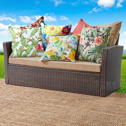 BrylaneHome 20" Square Throw Pillow - Patio & Outdoor - Water, Stain & Fade Resistant - Carolina