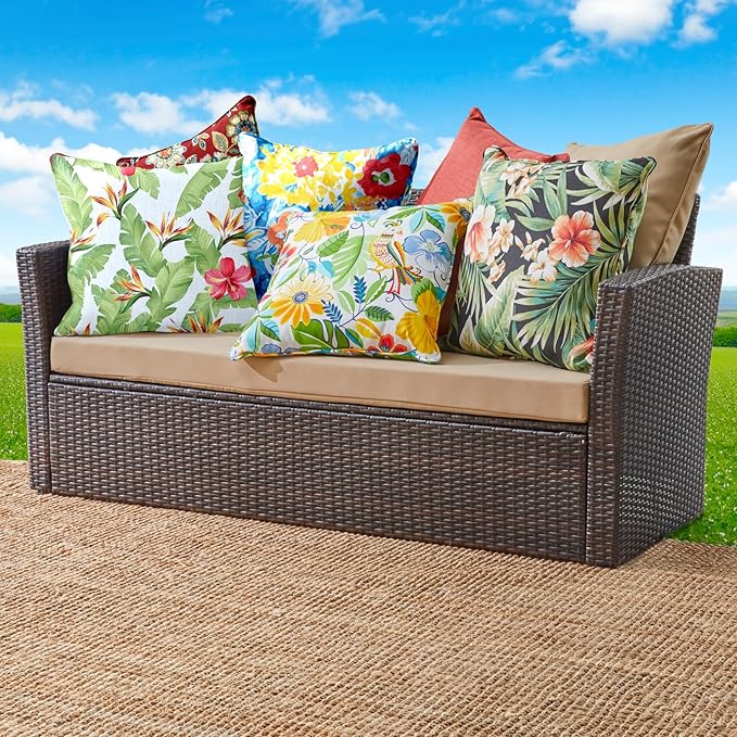 BrylaneHome 20" Square Throw Pillow - Patio & Outdoor - Water, Stain & Fade Resistant - Poppy Green