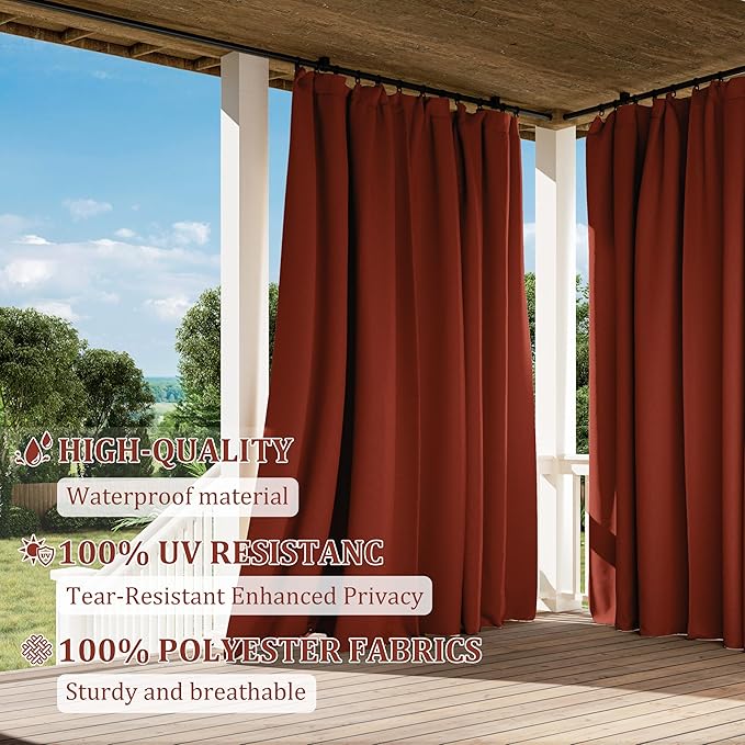 Gazebo Universal Replacement Privacy Curtain,10'×10' Gazebo Outdoor Waterproof Curtains, 4-Panels Sidewall Curtains with Double Zipper for Patio Canopy, Garden and Backyard (Curtain Only)