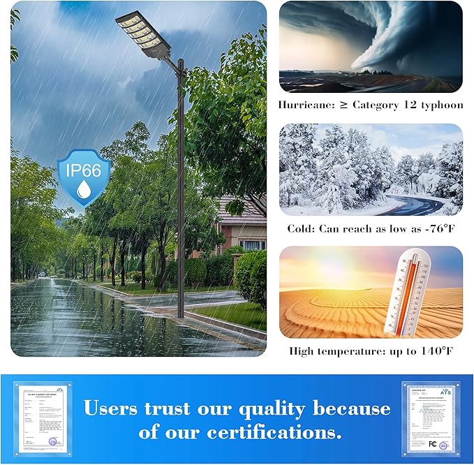 10000W Solar Street Light - 8000K Solar Lights Outdoor IP66 Waterproof,350° Wide Angle Dusk to Dawn,Commercial Solar Parking Lot Lights with Motion Sensor & Remote,LED Flood Light for Yard (2 Pack)
