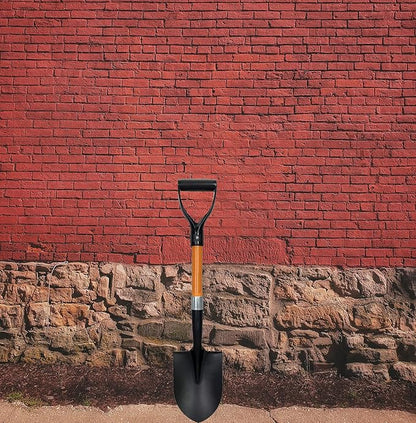 Ashman Short Handle Digging Shovel (1 Pack) - 27-inch Kids Beach & Garden Shovel with Sturdy Blade, D-Handle Gardening Tool