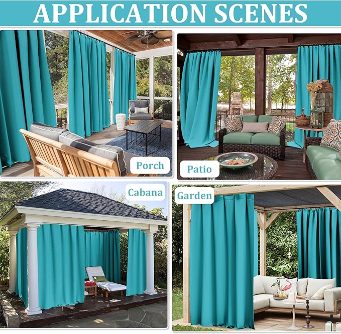 Gazebo Universal Replacement Privacy Curtain,10'×12' Gazebo Outdoor Waterproof Curtains, 4-Panels Sidewall Curtains with Double Zipper for Patio Canopy, Garden and Backyard (Curtain Only)
