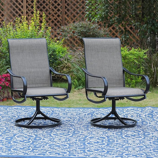 Sophia & William Patio Chairs All Weather Patio Dining Chairs Set of 2 Swivel Patio Chairs Textilene High Back for Lawn Garden Backyard Weather Resistant-Black Metal Frame