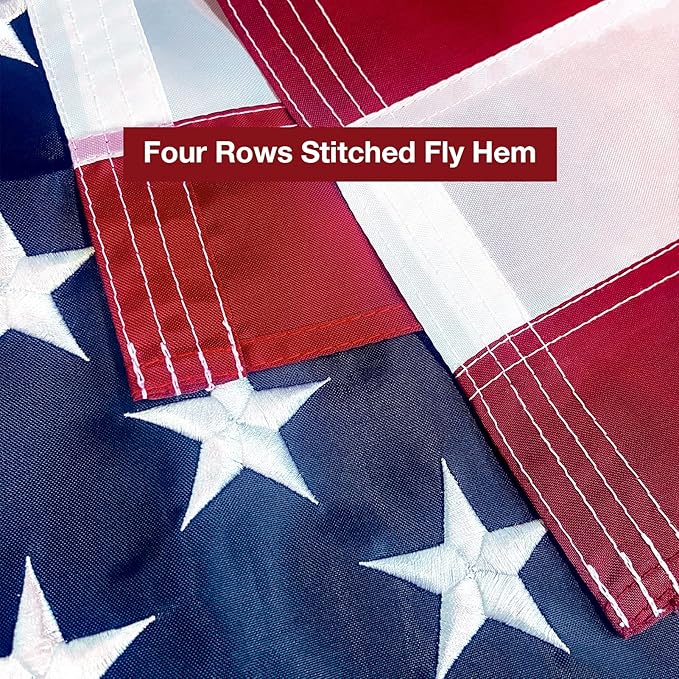 American Flag 10x15 FT Embroidered Stars, Sewn Stripes, Brass Grommets Polyester USA US Flag Long Lasting for Outdoor Use