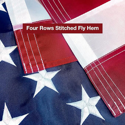 American Flag 6x10 FT Embroidered Stars, Sewn Stripes, Brass Grommets Polyester US Flag Long Lasting for Outdoor Use