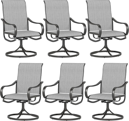 Sophia & William Patio Chairs Set of 6, Swivel Outdoor Chairs Textilene Patio Dining Chairs Heavy Duty with Metal Frame Support 300lbs for Lawn Yard Garden All Weather Grey