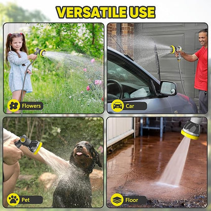 SILVEL Retractable Garden Hose Reel – 1/2 in x 150FT Heavy Duty Automatic Hose Reel Wall Mounted, UV Resistant with 10 Pattern Nozzle, Any Length Lock & Slow Return System, 180°Swivel Bracket, Yellow