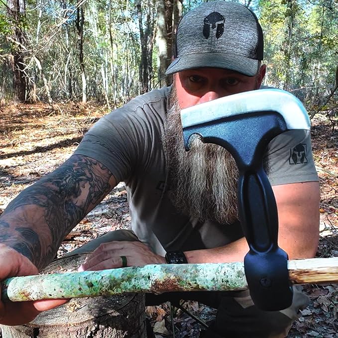 BATTLBOX Skachet Axe Head Skinner Hammer Hatchet Vintage Survival Tool - 3.5in Carbon Steel Blade Edge - Genuine Leather Sheath, Belt Loop - Bushcraft Outdoor Survival Ax Skatchet