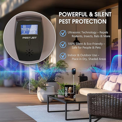 2025 Powerful Ultrasonic Pest Control Plug-in Device with LCD – Electronic Indoor/Outdoor Rodent Deterrent for Mice, Rats, Bats, Squirrels – Sound and Electromagnetic Wave-Based Technology