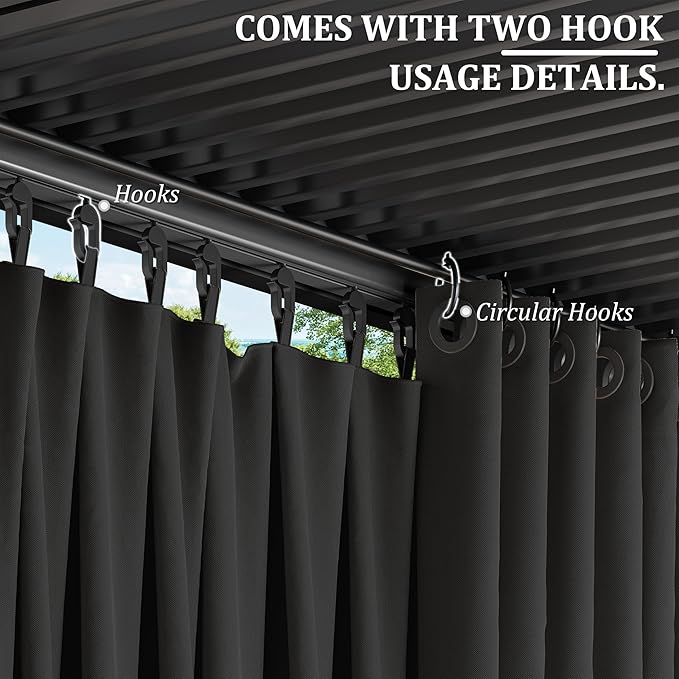 Gazebo Universal Replacement Privacy Curtain,12'×12' Gazebo Outdoor Waterproof Curtains, 4-Panels Sidewall Curtains with Double Zipper for Patio Canopy, Garden and Backyard (Curtain Only)