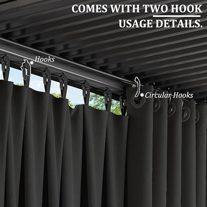 Gazebo Universal Replacement Privacy Curtain,12'×12' Gazebo Outdoor Waterproof Curtains, 4-Panels Sidewall Curtains with Double Zipper for Patio Canopy, Garden and Backyard (Curtain Only)