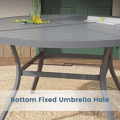 DIFY 9 Pieces Outdoor Patio Dining Set, 8 Grey Textilene Swivel Dining Chairs and 59.8" Grey Round Metal Dining Table, Outdoor Table and Chairs