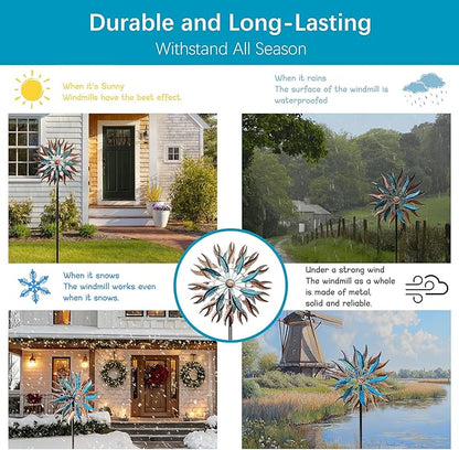 Large Outdoor Metal Wind Spinner,Two-Way Wind Sculptures,360 Degrees Kinetic Wind Spinners Yard Art Decor for Patio, Lawn & Garden 63 * 13.4 Inches