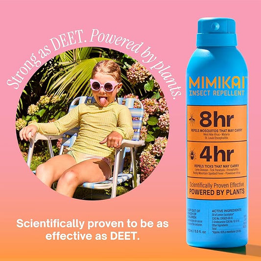 Mimikai Mosquito and Tick Repellent Spray, DEET-Free for Skin and Outdoor Use, Non-Toxic, Plant-Powered Skincare, 5.5oz