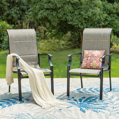 PHI VILLA Outdoor Dining Chairs Set of 4, High Back Textilene Fabric Padded Armchairs with E-Coated Steel Frame for Patio, Porch, Deck, Yard
