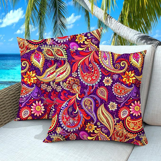 Outdoor Pillows Set of 2, 26''×26''Waterproof Throw Pillow for Patio Furniture, Feathers and Down Filled Outside Decorative Pillows Inserts for Garden, Porch Swing, Couch and Sofa