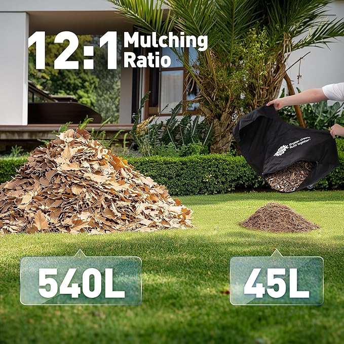 4 Speed Cordless Leaf Vacuum with Bag, 20V Electric Battery Powered, Lightweight Blower and Mulcher, with 2 * 4.0Ah Batteries and 1 Fast Charger, for Patio Cleaning, Lawn Care, Yard Leaves