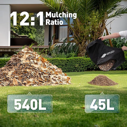 4 Speed Cordless Leaf Vacuum with Bag, 20V Electric Battery Powered, Lightweight Blower and Mulcher, with 2 * 4.0Ah Batteries and 1 Fast Charger, for Patio Cleaning, Lawn Care, Yard Leaves