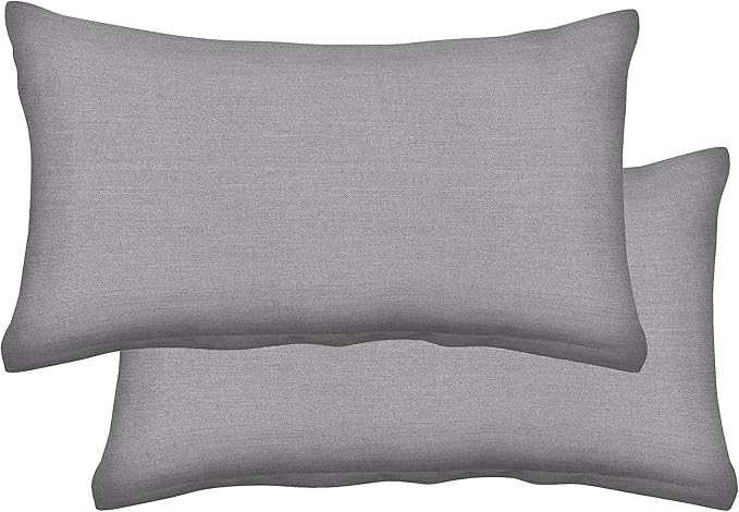 Honeycomb Outdoor Lumbar Toss Pillow Set, 20" W x 12" L, Heathered Solid Grey Outdoor Pillows