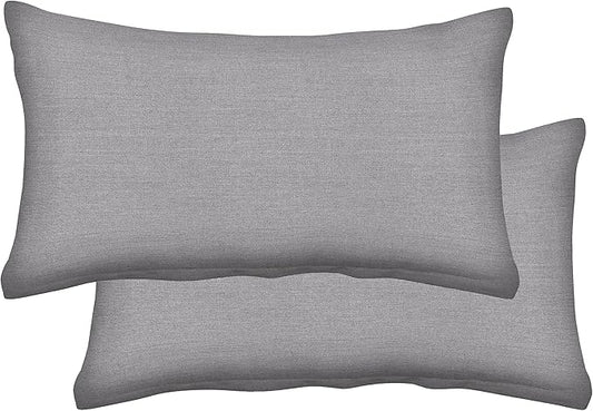 Honeycomb Outdoor Lumbar Toss Pillow Set, 20" W x 12" L, Heathered Solid Grey Outdoor Pillows