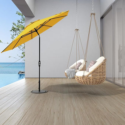 Midtown Umbrellas The Swilt 8 Feet Patio Umbrella in Sunbrella Yellow Acrylic Fabric - Fiberglass Ribs, Auto-Tilt Aluminum Frame For Backyard, Deck, Garden, Pool - White Pole