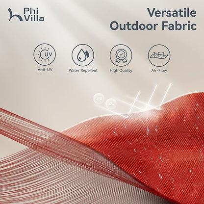 PHI VILLA 13ft Outdoor Market Umbrella Double-Sided Twin Large Patio Umbrella with Crank, Orange Red