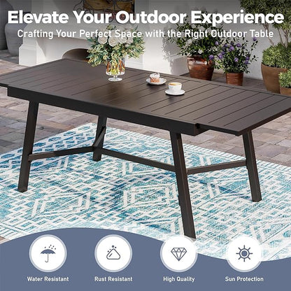 Outdoor Dining Chairs Brown Set of 6,61.4x37.4x29.5” Rectangular Dining Table（Extendable）,Patio Dining Set 7 PCS,Patio Dining Set for Outdoor Kitchen Lawn Garden,Bistro,Deck.
