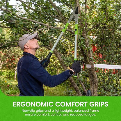 Garden Guru Extendable Anvil Lopper Tree Trimmer with Compound Action, Chops Thick Branches with Ease, 28-40”, Non-Stick High Carbon Steel Blade, Heavy Duty Branch Cutter, 2 Inch Clean Cut Capacity, 4