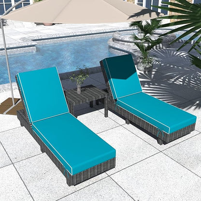 Chaise Lounge Cushions Outdoor Furniture 80 x 26 Inch Patio Lounge Chair Cushions 4'' Thick Waterproof Outdoor Chaise Cushion Weather Resistant Pool Lounger Cushion(Turquoise)