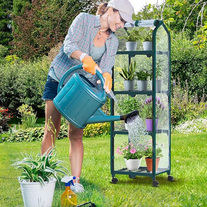 Ohuhu Mini Greenhouse for Indoor Outdoor, Small Plastic Plant Green House with Locking Wheels Portable Greenhouses with Durable Cover for Seedling, Ideal Gardening Gifts for Women Men Transparent