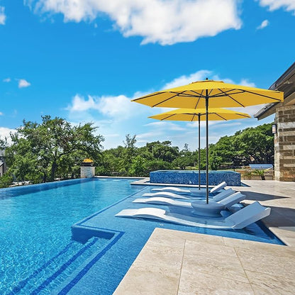 Midtown Umbrellas Push Pop Sunbrella Umbrella 10 Feet Large Outdoor Umbrella With Yellow Acrylic Fabric - Deck Patio Umbrella, Backyard Umbrella, Garden Umbrella & Pool Umbrella - Black Pole