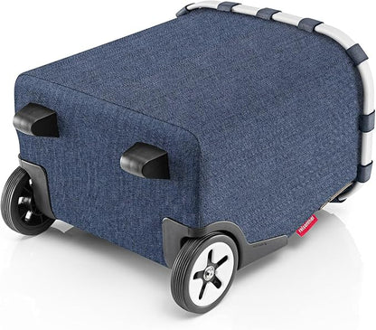 reisenthel carrycruiser Herringbone Dark Blue - Portable Shopping Trolley with Sturdy Aluminum Frame, Shoulder Strap and Removable mesh Inner Bag -Water-Repellent