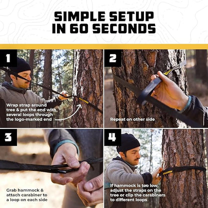 Wise Owl Outfitters Camping Hammock – 500lbs Portable Hammock with Tree Straps - Travel, Backpacking, Hiking, Outdoors Camping Gear - Single or Double