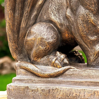 Zaer Ltd. Set of 2 Garden Griffin Statues, Magnesium-Cement Sculptures, 28.3" H Outdoor Entrance Decor (Aged Bronze)