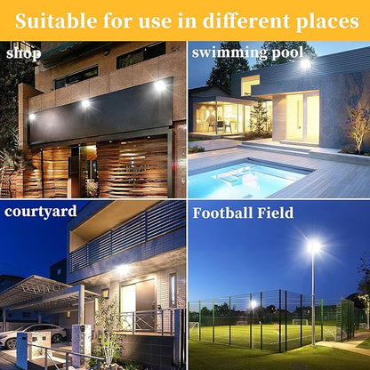 4 Pack 100W LED Flood Lights Outdoor, 10000 LM Super Bright Security Lights, Portable IP66 Waterproof LED Work Light with Plug, 6000K Daylight White Floodlights for Garage Yard Garden Playground