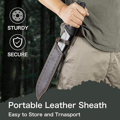 NedFoss 16" Survival Machete with Sheath, D2 Steel 0.22" Thick Full Tang Blade Machete Knife with Flat Grinding, Machete for Cutting Trees, for Yard Work, Clearing Brush with TPE Handle