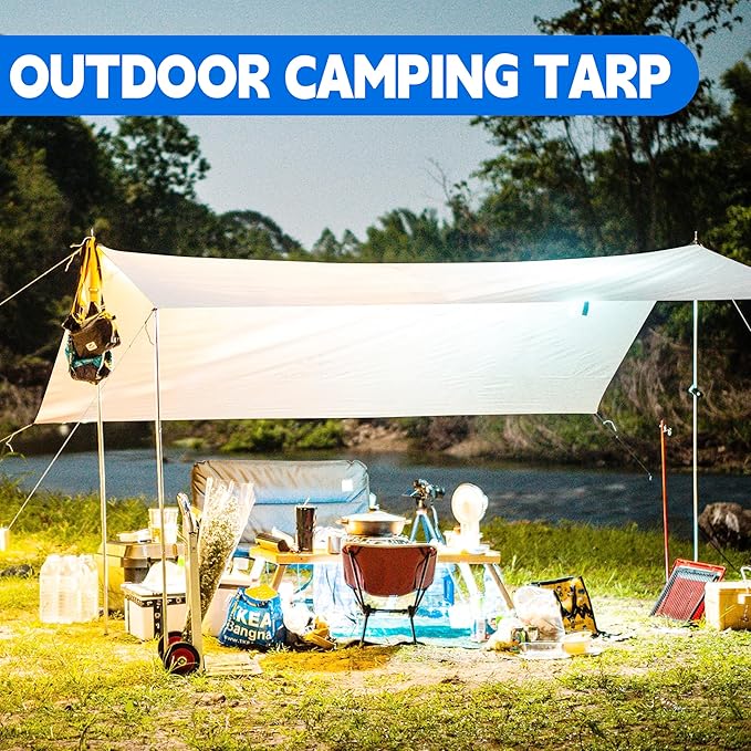 Tarp 10x20 ft Heavy Duty 12mil 100% Waterproof High Durability Multipurpose,Uv Resistant,White Tarp Suitable for Swimming Pools, Boats, Camping, Courtyards, Etc -by MVPNET