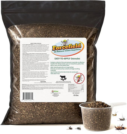 ForceField Natural Flea, Tick, Mosquito Yard Treatment - Repellent Granules for Backyard Mosquito Control | Pet Safe, DEET-Free Outdoor Control | Long-Lasting Barrier for Lawns, Patios, & Barns 8 LB