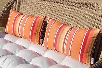 RSH DECOR: Sunbrella Pillow Covers Set of 4 | Covers Only - 20" x 12" | Outdoor Lumbar Pillow Covers Crafted with Sunbrella Performance Fabric | Dolce Mango