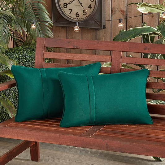 Greendale Home Fashions Sunbrella 21" x 14" Rectangle Outdoor Throw Pillow with Removable Cover (Set of 2), Canvas Forest 2 Count