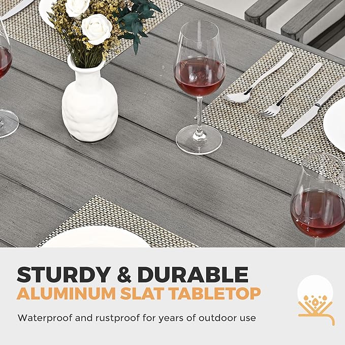 HAPPATIO 5-Piece Patio Outdoor Dining Set - All Aluminum Outdoor Patio Table and Chairs Set for 4 Includes 1 Square Dining Table and 4 Dining Chairs, Patio Outdoor Dining Set for Lawn or Garden