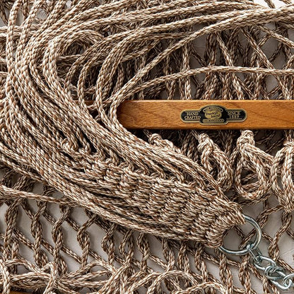 Original Pawleys Island Deluxe Antique Brown Oatmeal Heirloom DuraCord Rope Hammock – 13 ft. x 65 in, 2-Person, 450 lb Capacity, Oak Spreader Bar, Zinc-Plated Hardware, Handcrafted in The USA