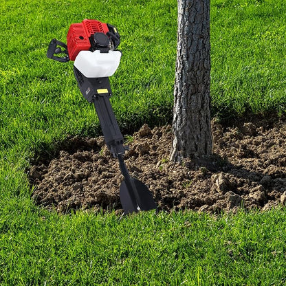 52CC 2 Stroke Tree Digger Machine Garden Planting Shovel Gas Powered Handheld Trencher Digger Excavator Post Hole Digger for Planting, 1.9KW 1500BPM Air-Cooled