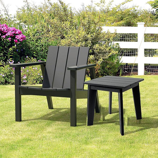 TORVA Outdoor Side Table, 17 x 18 x 18 Inch Patio Garden Coffee Table, Recyclable & Weather Resistant with High-Density PE Material(Black Color)