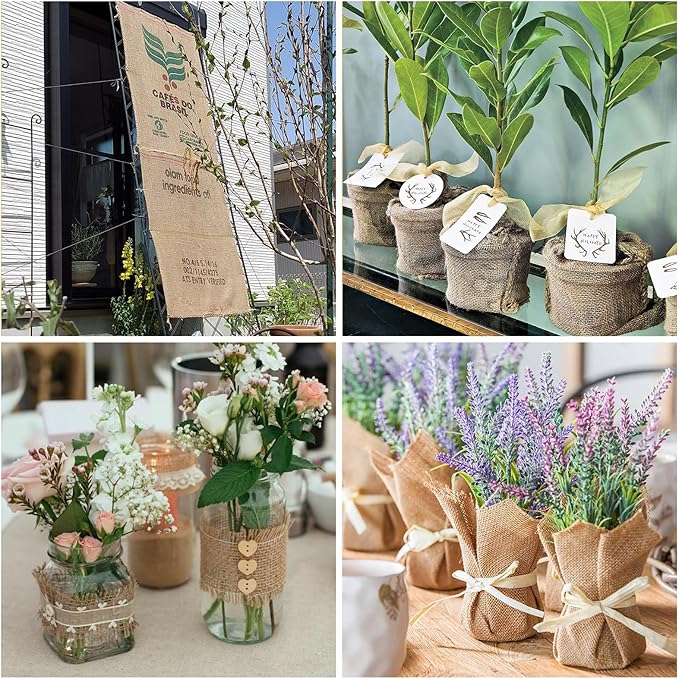 Svepndic 40in x 19ft Multipurpose Natural Burlap Fabrics Tree Wraps Rolls Tree Trunk Protectors,Gardening Burlap Rolls for Decorations, Weddings,Landscaping,Home